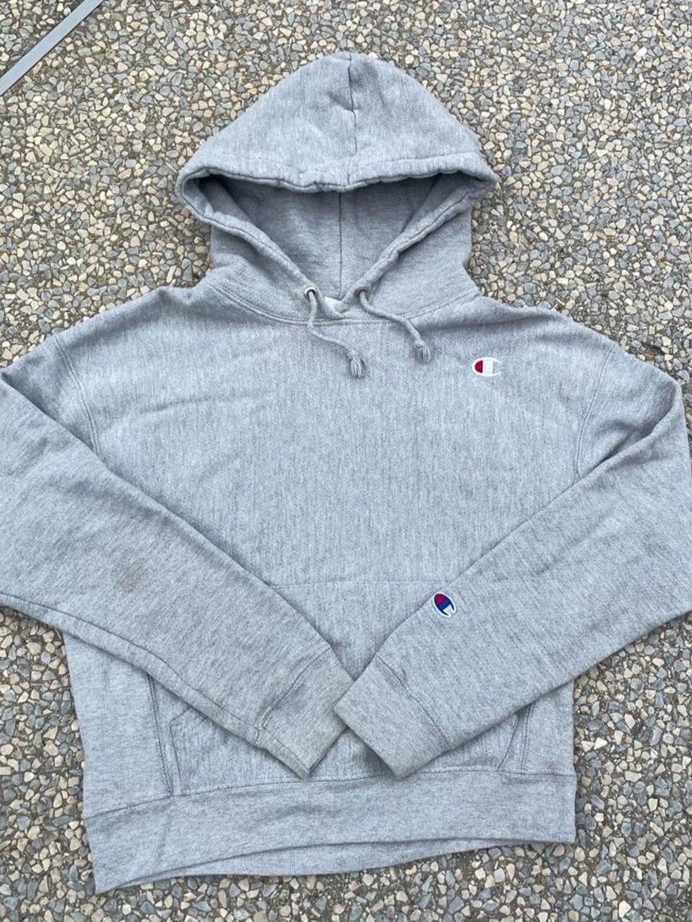 Champion Light Gray Pullover Cropped Fit Hoodie